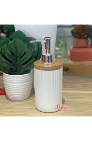 Porta Sabonete Liquido de Cerâmica Branco  250ml - 7cm X 18cm