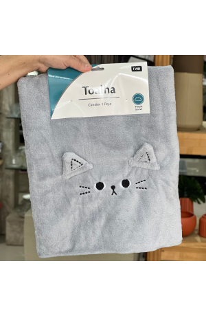 Toalha Infantil Gatinho - Cinza 1,40cm X 70cm