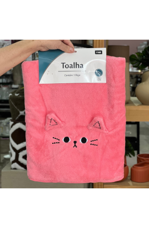 Toalha Infantil Gatinho - Pink 1,40cm X 70cm
