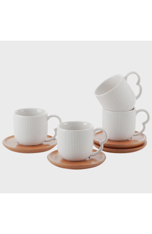 Jogo com 4 Xicaras e Pires de Bambu Oasis 90ml