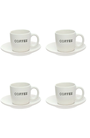 Jogo com 4 Xicaras e Pires de Café Cremona 130ml