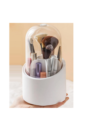 Porta Maquiagem Giratório c/ Tampa Branco - 13cm X 24cm