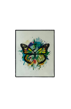 Quadro Borboleta Colorida Acetato MDF -  25cm X 30cm X 1,8cm