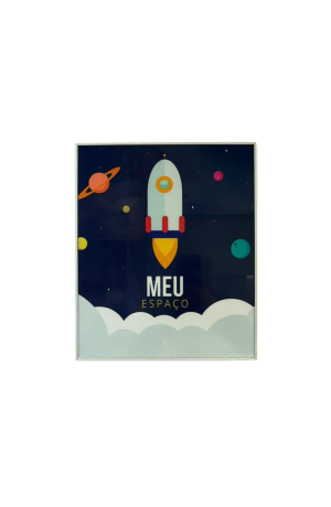 Quadro Foguete Acetato MDF -  25cm X 30cm X 1,8cm