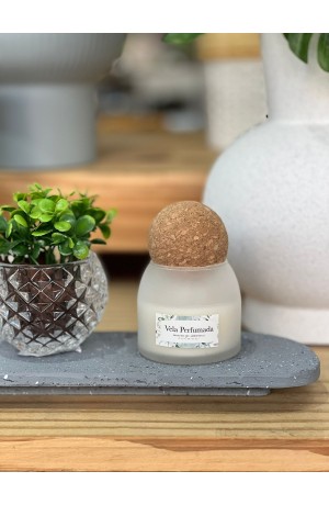 Vela Branca Aromatizada C/ Tampa de Cortiça - 6,5cm X 6cm