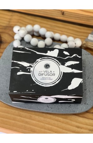 Kit Vela Branca e Difusor de Ambientes Preto - 2 Peças  120ml
