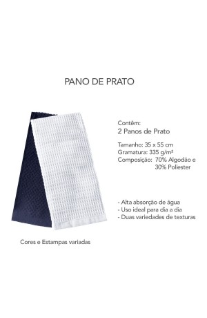 Kit com 2 Panos de Prato Gastronomie - Mod 3 King Azul