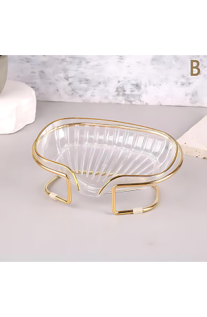 Saboneteira de Acrilico c/ Suporte em Metal Dourado - Transparente