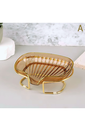 Saboneteira de Acrilico c/ Suporte em Metal Dourado - Âmbar