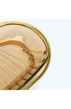 Saboneteira de Acrilico c/ Suporte em Metal Dourado - Âmbar
