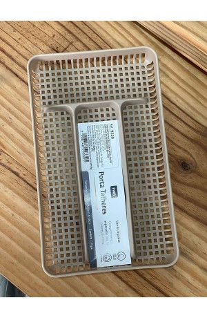 Porta Talheres de Plástico - Bege