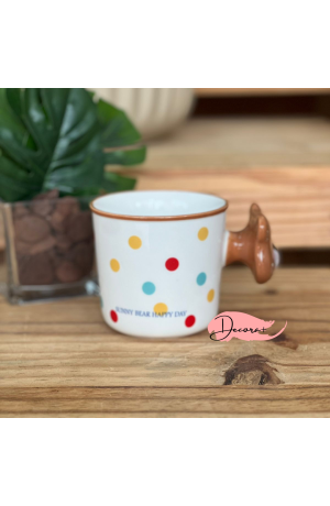 Caneca de Cerâmica Urso 380ml  - Bolinhas Coloridas