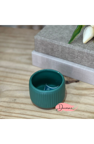 Vaso Canelado de Cerâmica Verde (Pq) - 6cm X 8cm