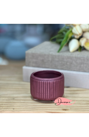 Vaso Canelado de Cerâmica Vermelho (Pq) - 6cm X 8cm