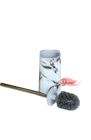 Escova Sanitária Branca c/ Preto Desenho de Marmore - 10.2cm X 46.3cm