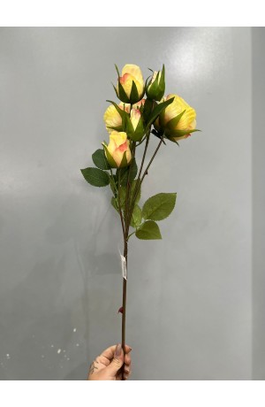 Haste de Rosa Cabage 73cm - Amarela (Artificial)