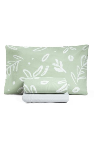 Jogo de Lençol Essencialle 150 Fios Maxi Floral Verde Solteiro 3 Peças