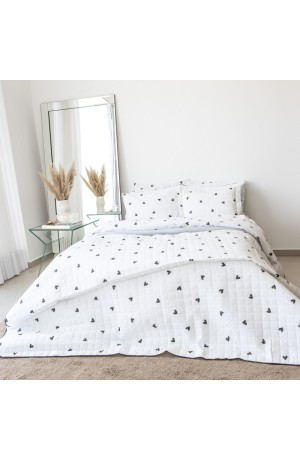 Cobre Leito Essencialle Corações Preto e Branco Solteiro 2 peças