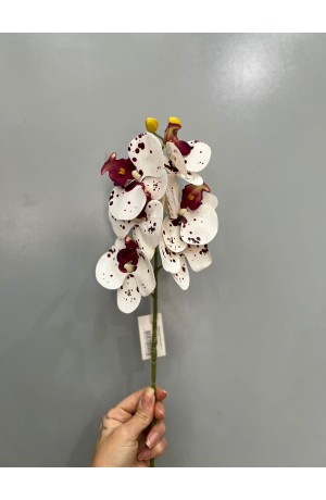 Haste de Orquidea Branca c/ Vermelho - 60cm ( Artificial)