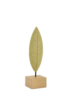 Escultura Folha Verde de Poliresina c/ Base - 32cm x 8,5cm