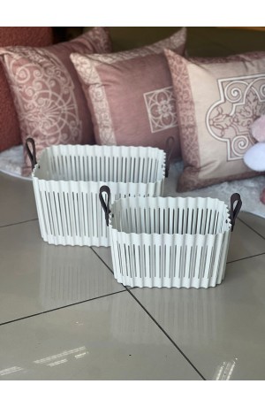 Cesto Organizador Branco c/Alça  de Plástico - 18cm X 22cm X 32cm