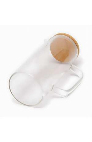 Jarra de VIidro c/ Tampa de Bambu  1L  - 8,5cm X 22cm