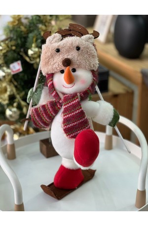 Enfeite Boneco de Neve Esquiando Mod 2