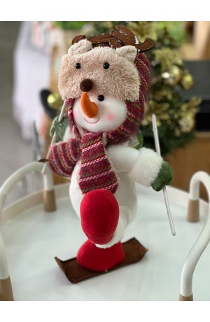Enfeite Boneco de Neve Esquiando Mod 2
