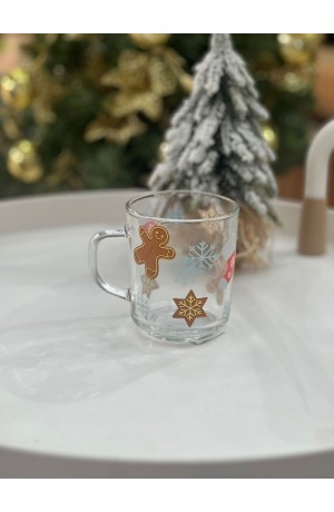 Caneca Natalina de Vidro 250ml Biscoito e Meia