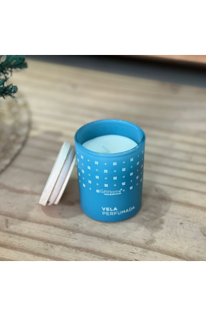 Vela Perfumada Lichia e Chá Branco Azul Claro