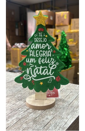 Árvore Decorativa de Feltro com Base de Madeira