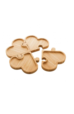 Petisqueira de Bambu Corações com Encaixe