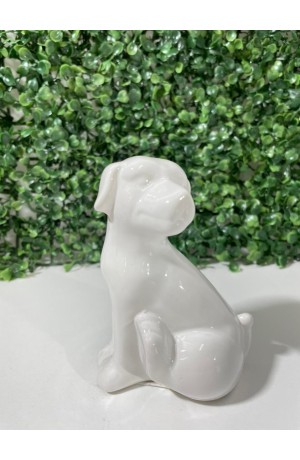 Enfeite Cachorro Branco Porcelana