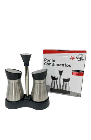 Porta Condimentos Inox com Suporte 2 peças