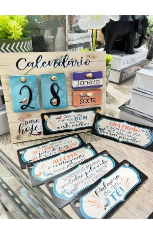 Calendário Permanente de Mesa MDF Pássaros