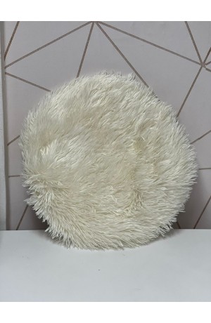 Almofada Redonda Creme de Pelo Longo 40cm