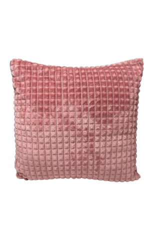 Capa de Almofada Rosa Luxo Chenille de Quadradinhos 42cm