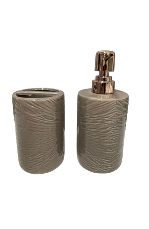 Kit de Banheiro Marrom com 2 Peças de Porcelana