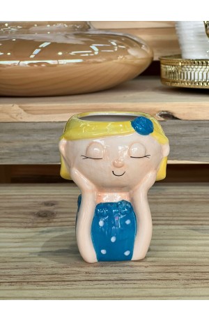 Cachepot Menina Laço Azul