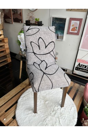 Capa de Cadeira - Cinza com Flor