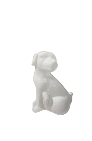 Enfeite Cachorro Branco Porcelana