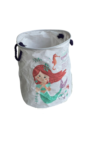 Cesto Multiuso Redondo Infantil Dobravel Com Alça sem Tampa - Sereia