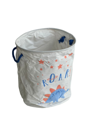 Cesto Multiuso Redondo Infantil Dobravel Com Alça sem Tampa - Dinossauro