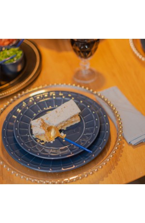 Jogo com 6 Colheres de  Chá  Slim Cabo  Azul