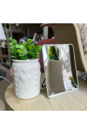 Espelho Metal Verde de Mesa