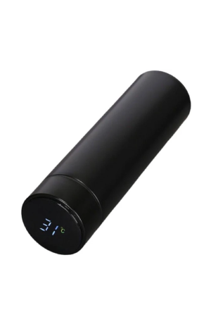 Garrafa Preta Térmica com Termometro em Aço Inox 500ml