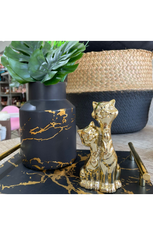 Enfeite Gatinho Dourado Casal